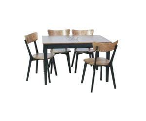 Стіл Kventin ясен rustic black legs та 4 Стілець Dalas ясен black & rustic hard