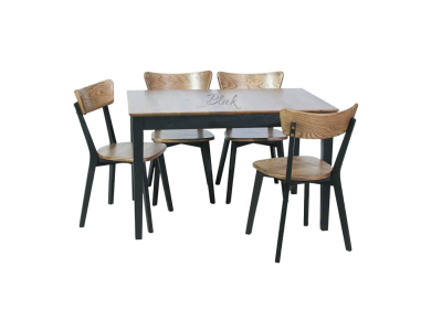 Стіл Kventin ясен rustic black legs та 4 Стілець Dalas ясен black & rustic hard