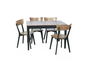 Стіл Kventin ясен rustic black legs та 4 Стілець Dalas ясен black & rustic hard