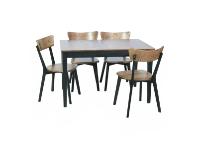 Стіл Kventin ясен rustic black legs та 4 Стілець Dalas ясен black & rustic hard
