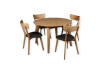  Стол Casanova 110/160 ясень rustic и Стулья Dalas 4 шт. ясень rustic & soft black круглый, современный, раскладной - стол и стулья для кухни 