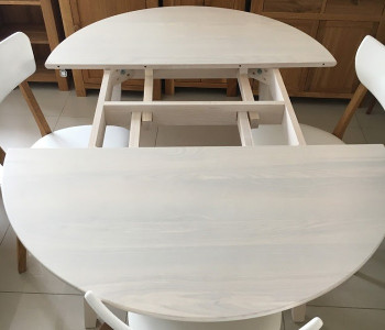 Стіл RoundNew 110/160 розкладний з ясена лак perl