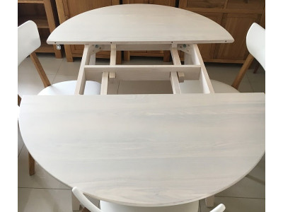 Стіл RoundNew 110/160 розкладний з ясена лак perl