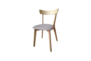 Элегантный стул Blick West: Ясень лак & Мягкое серое сидение Malmo gray 95