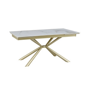 
Стіл Рим обідній розкладний білий глянець 1800/2600x900x750 ноги шампань