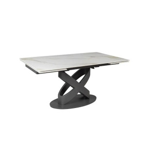 
Стіл Річмонд обідній розкладний 1600/2400х900х750 молочний глянець чорні ноги