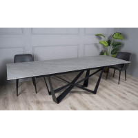 Стіл АСПЕН сірий мат 1800/2600×750 чорні ноги