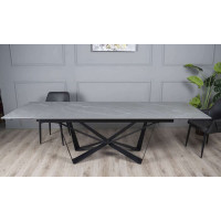 Стіл АСПЕН сірий мат 1800/2600×750 чорні ноги