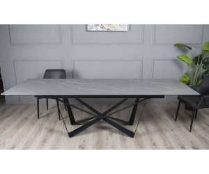 Стіл АСПЕН сірий мат 1800/2600×750 чорні ноги