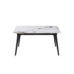 Стіл ЛЮКС білий глянець 1400/2000х900х760 чорні ноги